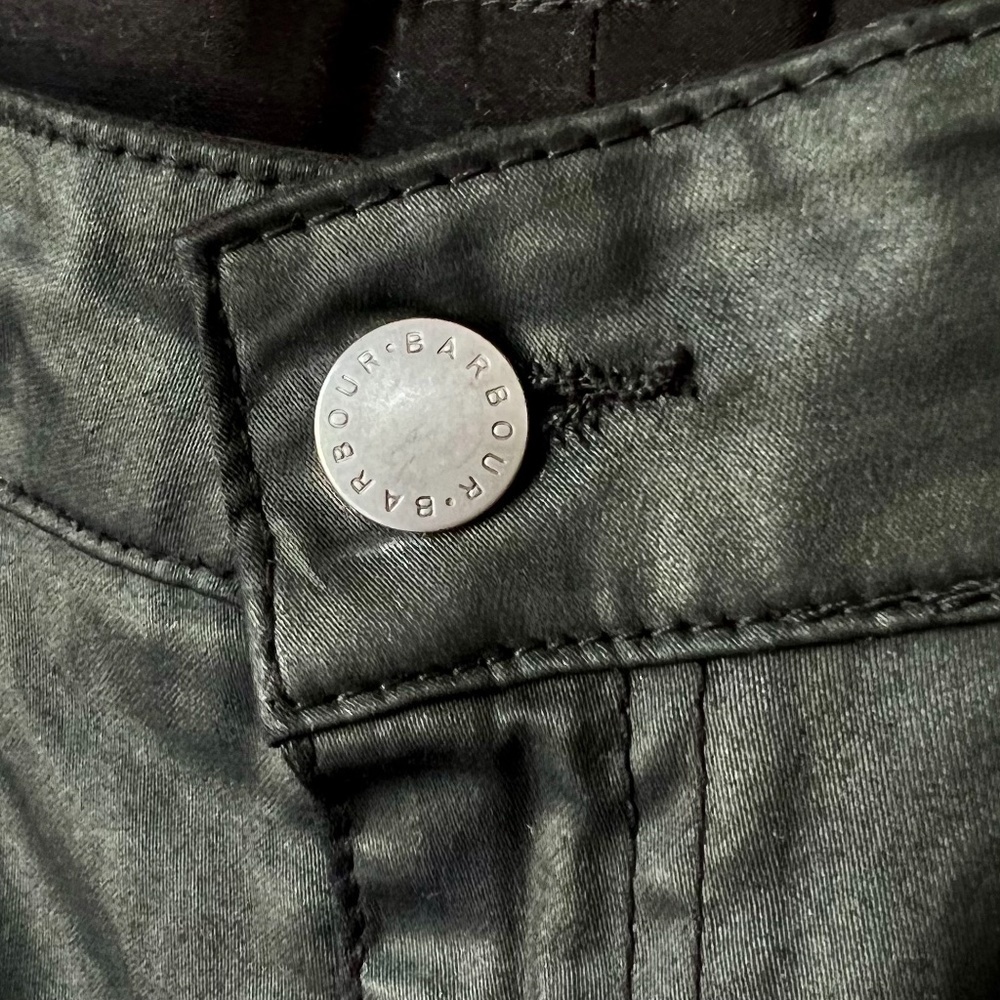 Barbour Frida Black Streak‎ Coated Jean Motorcycle Style Pants - Size US 8 - Picture 4 of 11